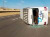 Urgent 24: 10 people were injured in a trip bus overturn on the Suez-Cairo road