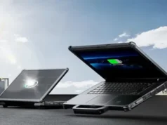 The Oukitel RG14-P computer features solar panels and interchangeable batteries