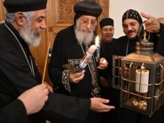 Urgent 24: Pope Tawadros II receives the Holy Light at the Papal Residence in Cairo